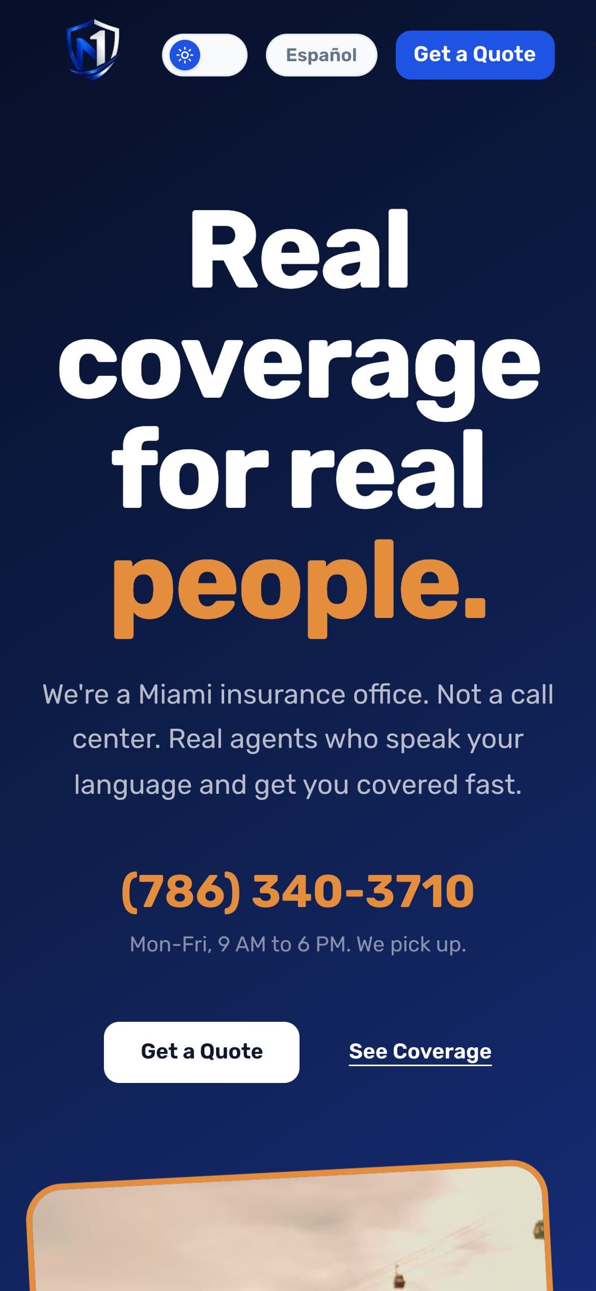 The Nation One Insurance website on a phone