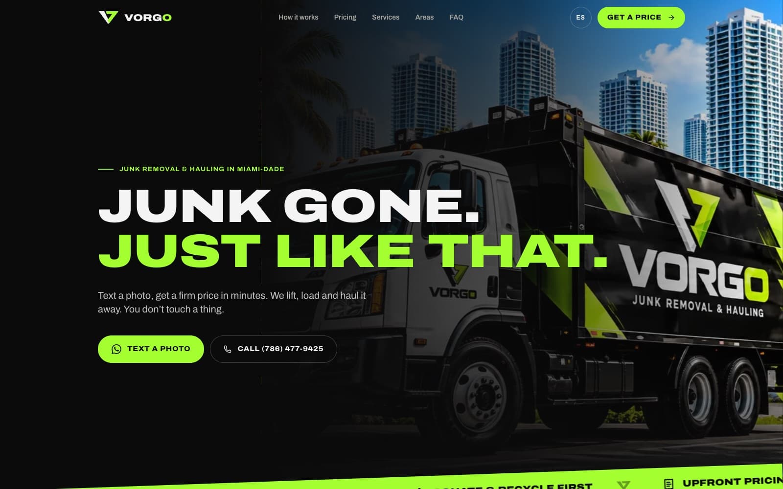 The VORGO junk removal website, designed and built by CloudFlexTech